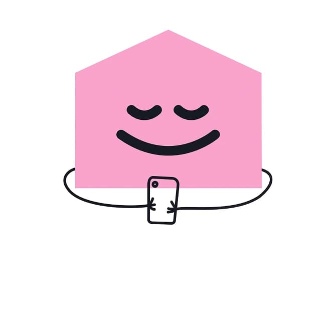 Illustrated house holding a phone